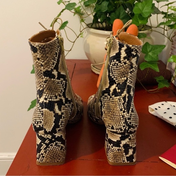 By Far Size 38 Becca Snakeskin Lace Up Heeled Boots - Picture 3 of 6
